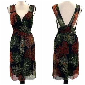 FIRE Los Angeles Sleeveless Plunge Printed Dress L